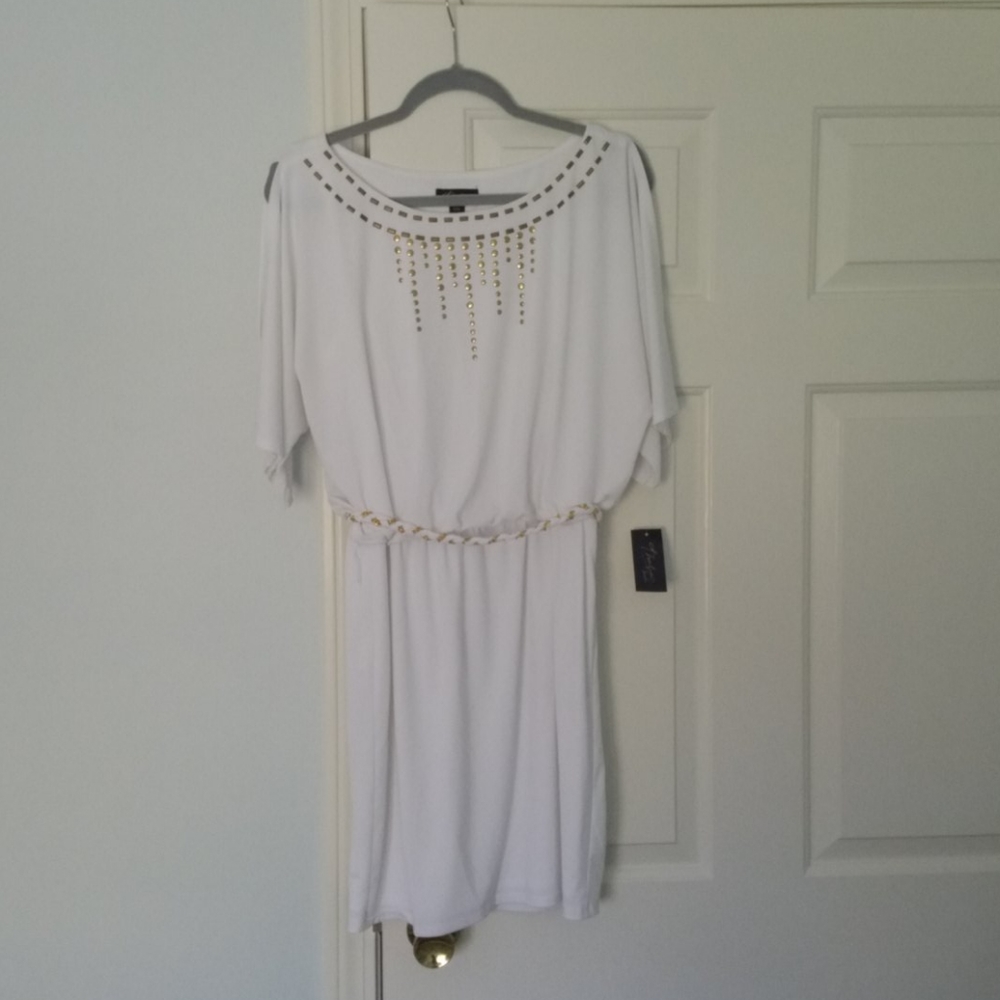 White and Gold embellishments Dress NWT